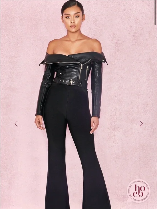 HOUSE OF CB ROMERA FAUX LEATHER VEGAN LEATHER TOP JACKET - Picture 3 of 11